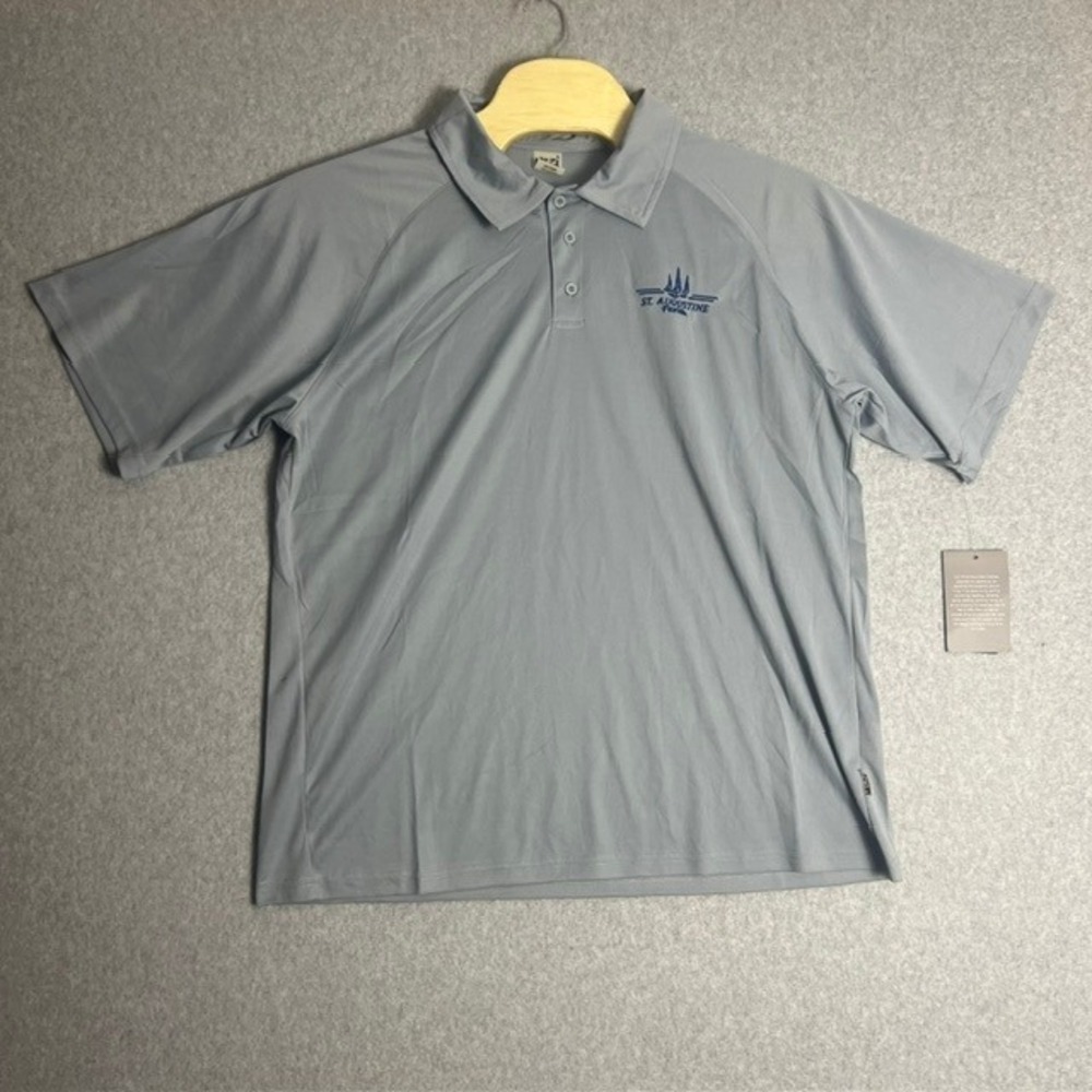 NWT Uzzi St. Augustine Florida Gray Dri-Fit Activewear Polo Shirt Size XXL‎